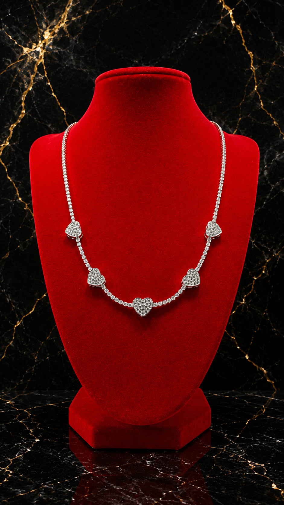 Cadena Modelo Tennis "Zircón Heart"